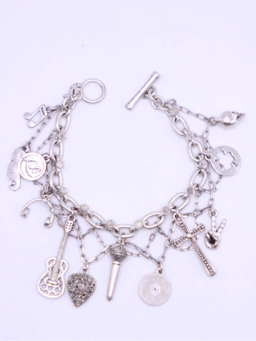 Lucky Brand California Rocker Silver Tone Charm Bracelet, 7 3/4” length